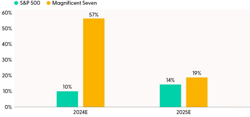 Earnings Growth Gap Between S&P 500 and Magnificent Seven To Narrow in 2025